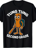 Men's T-Shirt Tung Tung Backpack With Bat Cartoon Character