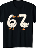 Men's T-Shirt Playful Cartoon Duo Forming Numbers As Goose