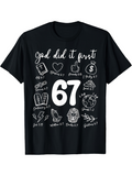 Men's T-Shirt God Did It First With Doodles And Bold Number Centerpiece