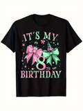Men's T-Shirt Its My Eighth Birthday With Pastel Ribbons And Magical Party Hat