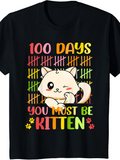 Men's T-Shirt 100 Days You Must Be Kitten With Cute Cat Markings Colorful Tally Marks Cat