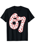 Men's T-Shirt Playful Red And White Hearts Arranged Inside Large Bold Number Sixty One