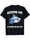 Men's T-Shirt Missing Pet Blue Shark With Ocean Splash Among Waves Shark