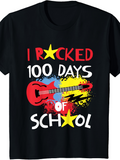 Men's T-Shirt I Rocked 100 Days Colorful Paint And Red Electric Guitar