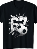 Men's T-Shirt Shattered Graphic Number With Cracked Soccer Ball Design