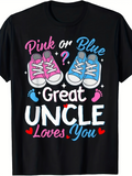 Men's T-Shirt Pink Or Blue Cute Sneakers And Hearts Great Uncle Loves You