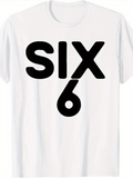 Men's T-Shirt Bold Black Typography With Large Overlapping Letters Number Six