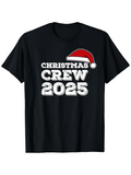 Men's T-Shirt Christmas Crew 2025 Cartoon Santa Hat With Festive Holiday Typography Shirt