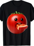 Men's T-Shirt Funny Cartoon Tomato With Watermelon Tongue On Black T Shirt Tomato