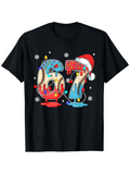 Men's T-Shirt Christmas Snowflakes With Dripping Baseball Number Print