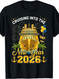 Men's T-Shirt Cruising Into The New Year With Fireworks And Balloons Cruise Ship