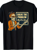 Men's T-Shirt Solve The Problem Vintage Chalkboard Skeleton Teacher Math Equation