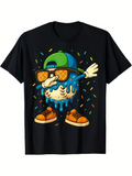 Men's T-Shirt Dabbing Cartoon Baseball In Sneakers With Playful Party Confetti Character
