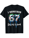 Men's T-Shirt I Survived Watercolor Grass And Baseball Covered Number School