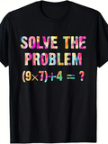 Men's T-Shirt Solve The Problem Vibrant Multicolored Letters With Simple Math Equation T Shirt