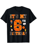 Men's T-Shirt Its My Birthday With Orange Number Six Basketball Theme Shirt