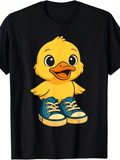 Men's T-Shirt Playful Cartoon Style Yellow Duck With Blue Sneakers