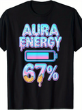 Men's T-Shirt Aura Energy Colorful Glowing Battery And Melting Numbers Graphic