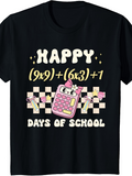 Men's T-Shirt Happy School Days With Pink Calculator And Geometric Shapes