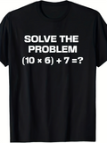 Men's T-Shirt Solve The Problem Simple Math Equation With Bold White Text