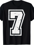 Men's T-Shirt Distressed Bold White Number Seven Print