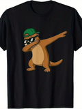 Men's T-Shirt Cool Sunglasses And Green Cap Dabbing Cartoon Otter