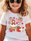 Men's T-Shirt Playful Strawberry Stars And Flowers With Adorable Goose