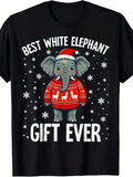 Men's T-Shirt Best White Elephant Gift Ever With Festive Red Sweater Wearing Cartoon Elephant