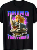 Men's T-Shirt Purple Glow With Rhino Bread Toast Cartoon Toaster