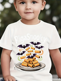 Men's T-Shirt PigaSpooky Plate Of Pasta With Flying Bats Under Night Sky Pasta