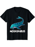 Men's T-Shirt Mosasaurus Swimming With Blue And Teal Patterns Underwater Ancient Reptile