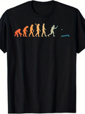 Men's T-Shirt Colorful Human Evolution Figures Playing Table Tennis Paddle