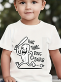 Men's T-Shirt Running Cartoon Character With Comic Bat And Playful Expression