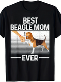 Men's T-Shirt Best Beagle Mom Ever With Striped Lines And Outstretched Human Hand Beagle Dog
