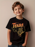 Men's T-Shirt Texas Neon Outline With Desert Cactus At Sunset State Map