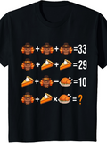 Men's T-Shirt Math Equations With Holiday Pie And Roasted Turkey Puzzle