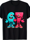 Men's T-Shirt Dripping Cartoon Friends With Playful Faces Colorful Letters