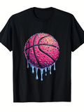 Men's T-Shirt Water Droplets And Melting Colors Forming Vibrant Basketball