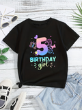 Men's T-Shirt Birthday Girl With Colorful Butterflies Around Number Five