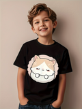 Men's T-Shirt Sleeping White Cat With Fluffy Cheeks Inside Pastel Circle