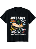 Men's T-Shirt Just A Boy Surrounded By Colorful Clouds And Many Flying Airplanes