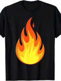 Men's T-Shirt Vivid Orange And Yellow Flame Against Deep Black Backdrop Fire