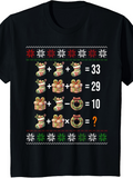 Men's T-Shirt Math Puzzle Santa Sleigh With Christmas Wreath And Gift Boxes