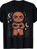 Men's T-Shirt Mysterious Night With Skulls And Angry Gingerbread Cookie Character
