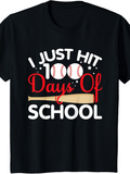 Men's T-Shirt I Just Hit One Hundred Days Of School With Baseball And Bat Illustration