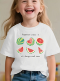 Men's T-Shirt Happiness Comes In All Shapes And Sizes Surrounded By Watermelon Slices And Fruit