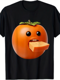 Men's T-Shirt Cute Cartoon With Chewing Cheese Among Glossy Orange Fruit