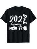 Men's T-Shirt Happy New Year Celebration Typography With Festive Energetic Artistic Brush Strokes T Shirt