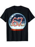 Men's T-Shirt Snowy Winter Night With Candy Cane Numbers In Glass Globe