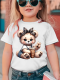 Men's T-Shirt Cute Polka Dot Bow Bear Sitting With Bubble Tea